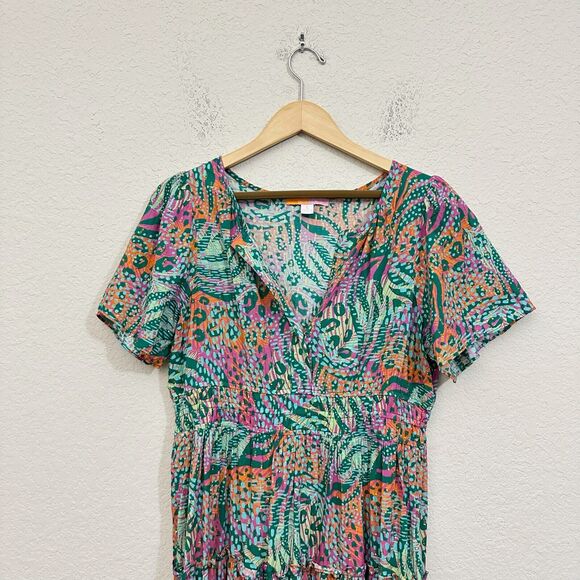 BRITON COURT Willow Maxi Dress Multicolor Tiered Metallic Boho NWOT - Picture 3 of 10